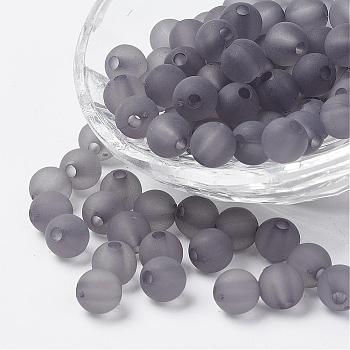 Transparent Acrylic Beads, Round, Frosted, Gray, 12mm, Hole: 2mm, about 287pcs/287g
