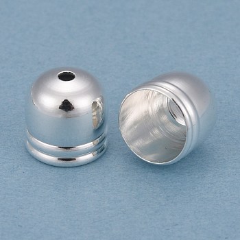 Brass Core End Caps, Long-Lasting Plated, Column, 925 Sterling Silver Plated, 9x9mm, Hole: 1.6mm, Inner Diameter: 8mm