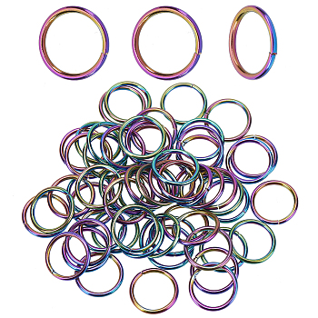 60Pcs Ion Plating(IP) 304 Stainless Steel Jump Rings, Round Ring, Open Jump Rings, Rainbow Color, 18 Gauge, 12x1mm, Inner Diameter: 10mm