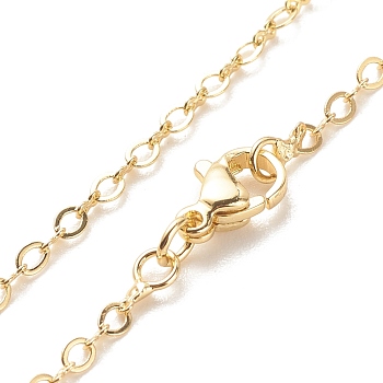 Brass Cable Chains Necklace for Women, Cadmium Free & Lead Free, Real 18K Gold Plated, 17.48 inch(44.4cm)