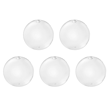 Handmade Two Holes Blown Glass Globe Beads, Round, Clear, 20mm