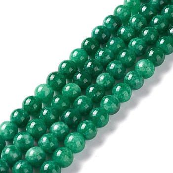 Natural White Jade Imitation Green Jasper Beads Strands, Round, Dyed, 6mm, Hole: 0.8mm, about 61pcs/strand, 14.76 inch(37.5cm)