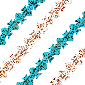 SUPERFINDINGS 4 Strands 2 Colors Ocean Theme Synthetic Turquoise Beads Strands, Dyed, Tropical Fish, Mixed Color, 23x26x5.5mm, Hole: 0.7mm, about 18pcs/strand, 15.12''(38.4cm), 2 strands/color