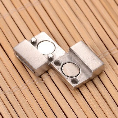 Matte 304 Stainless Steel Rectangle Magnetic Clasps with Glue-in Ends(STAS-I045-05A)-3