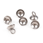 201 Stainless Steel Bead Cap Pendant Bails, for Globe Glass Bubble Cover Pendants, Stainless Steel Color, 7x8mm, Hole: 3mm(STAS-L244-27E-P)