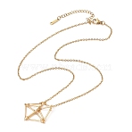 Brass Macrame Pouch Empty Stone Holder for Pendant Necklaces Making, with 304 Stainless Steel Cable Chains & Lobster Claw Clasp, 17-7/8 inch(45.5cm)(NJEW-JN04450-01)