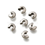 304 Stainless Steel Crimp Beads Covers, Stainless Steel Color, 6.5x5.5x3.5mm(X-STAS-P239-34P-05)