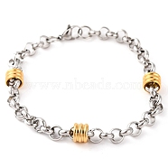 304 Stainless Steel Rolo Chain Bracelets for Women, Golden & Stainless Steel Color, 8-1/4 inch(20.9cm)(BJEW-G711-04GP)