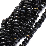 Natural Blue Tiger Eye Beads Strands, Dyed & Heated, Nuggets, 8~11x9~14x1.5~5mm, Hole: 0.8mm, about 74pcs/strand, 15.55''(39.5cm)(G-E569-J17)