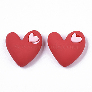Opaque Resin Cabochons, Heart, Red, 19x20x8mm(X-CRES-N022-66A)