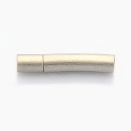 Column 304 Stainless Steel Matte Bayonet Necklace Clasps, Stainless Steel Color, 27~27.3x5~6x6mm, Hole: 3mm(STAS-I013-3mm-A)
