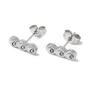 304 Stainless Steel Stud Earring Findings, with Rhinestone Settng and Ear Nuts, Flat Round, Stainless Steel Color, Fit For 2.5mm Rhinetstone, 12.5x4.5mm, Pin: 0.7mm(STAS-F286-08P)