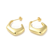 Rack Plating Brass Chunky Stud Earrings, Half Hoop Earrings for Women, Cadmium Free & Lead Free, Real 18K Gold Plated, 25x22x5.5mm, Pin: 0.8mm(EJEW-I268-07G)