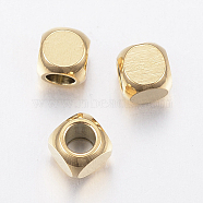 Ion Plating(IP) 304 Stainless Steel Beads, Cube, Golden, 4x4x4mm, Hole: 2.5mm(STAS-F135-07G-4x4mm)