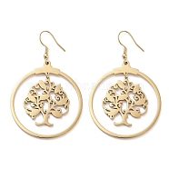 304 Stainless Steel Dangle Earrings, Tree, Golden, 63x40mm(EJEW-P271-04G)