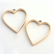 Rack Plating Alloy Heart Open Back Bezel Pendants, For DIY UV Resin, Epoxy Resin, Pressed Flower Jewelry, Hollow, Cadmium Free & Nickel Free & Lead Free, Matte Gold Color, 34x30.2x3.7mm, Hole: 3mm(X-PALLOY-S047-12C-FF)