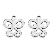 Non-Tarnish 201 Stainless Steel Charms, Butterfly, Stainless Steel Color, 15x13.5x1mm, Hole: 1.2mm(STAS-N098-131P)