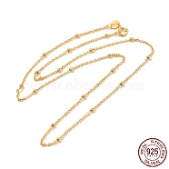 925 Sterling Silver Satellite Chain Necklaces, with S925 Stamp, for Beadable Necklace Making, Real 18K Gold Plated, 17.72~18.11 inch(45~46cm)(STER-D017-01A-G)