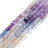 Natural Fluorite Beads Strands, Faceted, Cube, 2x2x2mm, Hole: 0.6mm, about 203pcs/strand, 15.55''(39.5cm)(G-K312-06A)