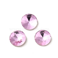 Glass Rhinestone Cabochons, Point Back & Back Plated, Faceted, Flat Round, Light Rose, 8x3mm(RGLA-P037-10B-D223)