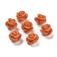 Synthetic Coral Carved Beads, Dyed, Flower, Chocolate, 11.5x11.5x8.5mm, Hole: 1.2mm(CORA-H003-01A-09)