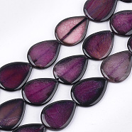 Natural Crackle Agate Beads Strands, Dyed, Teardrop, Dark Orchid, 40~41x29~31x5.5~7mm, Hole: 2mm, about 10pcs/strand, 15.5 inch(G-T121-02B)