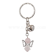 Angel Natural Gemstone Kcychain, with Acrylic Pendant and Iron Findings, Seashell Color, 7.6cm(KEYC-JKC00565-01)