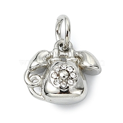304 Stainless Steel Rhinestone Pendants, Stainless Steel Color, Telephone Charm, 11.5x12.5x5.5mm, Hole: 4mm(STAS-A145-04L-P)