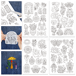 4 Sheets 11.6x8.2 Inch Stick and Stitch Embroidery Patterns, Non-woven Fabrics Water Soluble Embroidery Stabilizers, Mixed Shapes, 297x210mmm(DIY-WH0455-110)