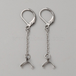 304 Stainless Steel Leverback Earring Hooks, Ear Wire with Pinch Bails, Stainless Steel Color, 47mm, Pin: 0.8mm(STAS-WH0001-13)