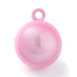 Brass Bell Pendants, Suikin Bell, Round Charms, Pearl Pink, 22x17mm, Hole: 2.7mm(KK-NH0001-02D)