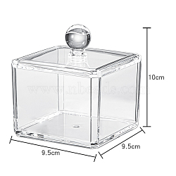 Transparent Plastic Storage Box, for Cotton Swab, Cotton Pad, Beauty Blender, Rectangle, Clear, 9.5x9.5x10cm(PW-WG25105-05)