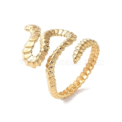 304 Stainless Steel Open Cuff Rings for Women, Snake, Real 18K Gold Plated, 29mm, Inner Diameter: 17mm(RJEW-M020-01G-02)