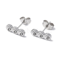 Non-Tarnish 304 Stainless Steel Stud Earring Findings, with Rhinestone Settng and Ear Nuts, Flat Round, Stainless Steel Color, Fit For 2.5mm Rhinetstone, 12.5x4.5mm, Pin: 0.7mm(STAS-F286-08P)