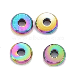 Ion Plating(IP) Rainbow Color 304 Stainless Steel Spacer Beads, Donut, Mixed Color, 8x2.5mm, Hole: 3mm(STAS-F136-04M)