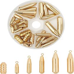 SUPERFINDINGS Brass Fishing Gear, Bullet Shot Weights, Fishing Sinkers Weights, Golden, 1x1/4 inch(25x7mm), 35pcs/box(FIND-FH0001-60G)