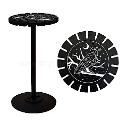 Wooden Wheel, Wooden Display Shelf, Black Holder Stand, Rustic Divination Pendulum Storage Rack, Witch Stuff, Raven Pattern, Wheel: 120x8mm, 2pcs, Studdle: 288x12mm, 1pc(DJEW-WH0046-037)