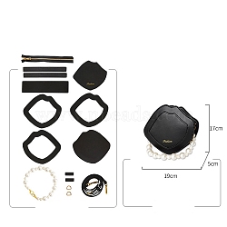 Handmade DIY Pearl Handle Shell Shape Bag Making Kit, Including PU Leather Bag Accessories, Black, 19x17x5cm(PW-WG14881-06)