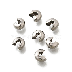 304 Stainless Steel Crimp Beads Covers, Stainless Steel Color, 6.5x5.5x3.5mm(X-STAS-P239-34P-05)