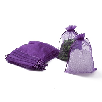 Organza Gift Bags with Drawstring, Jewelry Pouches, Wedding Party Christmas Favor Gift Bags, Blue Violet, 18x13cm