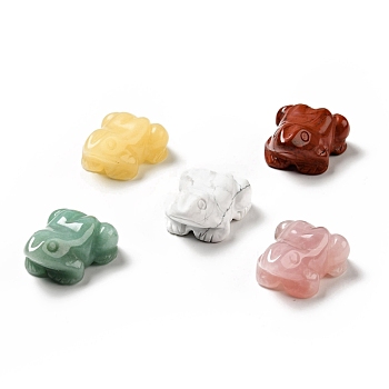 Natural Gemstone Sculpture Display Decorations, for Home Office Desk, Frog, 17~18.5x37~39x25~27mm