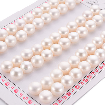 Natural Cultured Freshwater Pearl Beads, Grade 3A, Half Drilled, Rondelle, 8~8.5x6mm, Hole: 0.8mm.