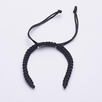 Braided Nylon Cord for DIY Bracelet Making, Black, 100~110x5x2mm, Hole: 2~4mm