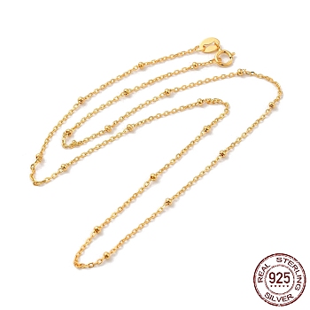 925 Sterling Silver Satellite Chain Necklaces, with S925 Stamp, for Beadable Necklace Making, Real 18K Gold Plated, 17.72~18.11 inch(45~46cm)