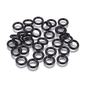 Rubber O Rings, Donut Spacer Beads, Fit European Clip Stopper Beads, Black, about 10mm in diameter, 1.9mm thick, 6.2mm inner diameter