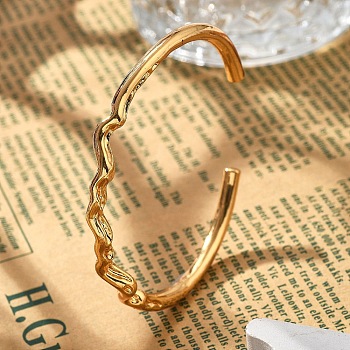 Brass Cuff Bangles for Women, Real 18K Gold Plated, Inner Diameter: 1-3/4x2-1/8 inch(4.6x5.35cm)