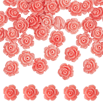 50Pcs Synthetic Coral Beads, Camellia Flower, 10x10x6.5mm, Hole: 1mm