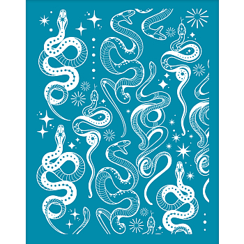 Silk Screen Printing Stencil, for Painting on Wood, DIY Decoration T-Shirt Fabric, Snake Pattern, 100x127mm