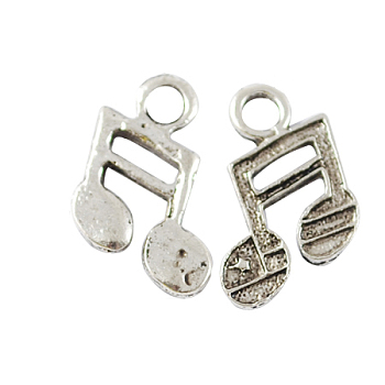 Tibetan Style Alloy Pendants, Cadmium Free & Nickel Free & Lead Free, Musical Note, Antique Silver, 19x13x1.5mm, Hole: 3mm