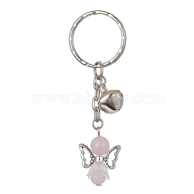 Seashell Color Angel & Fairy Rose Quartz Keychain